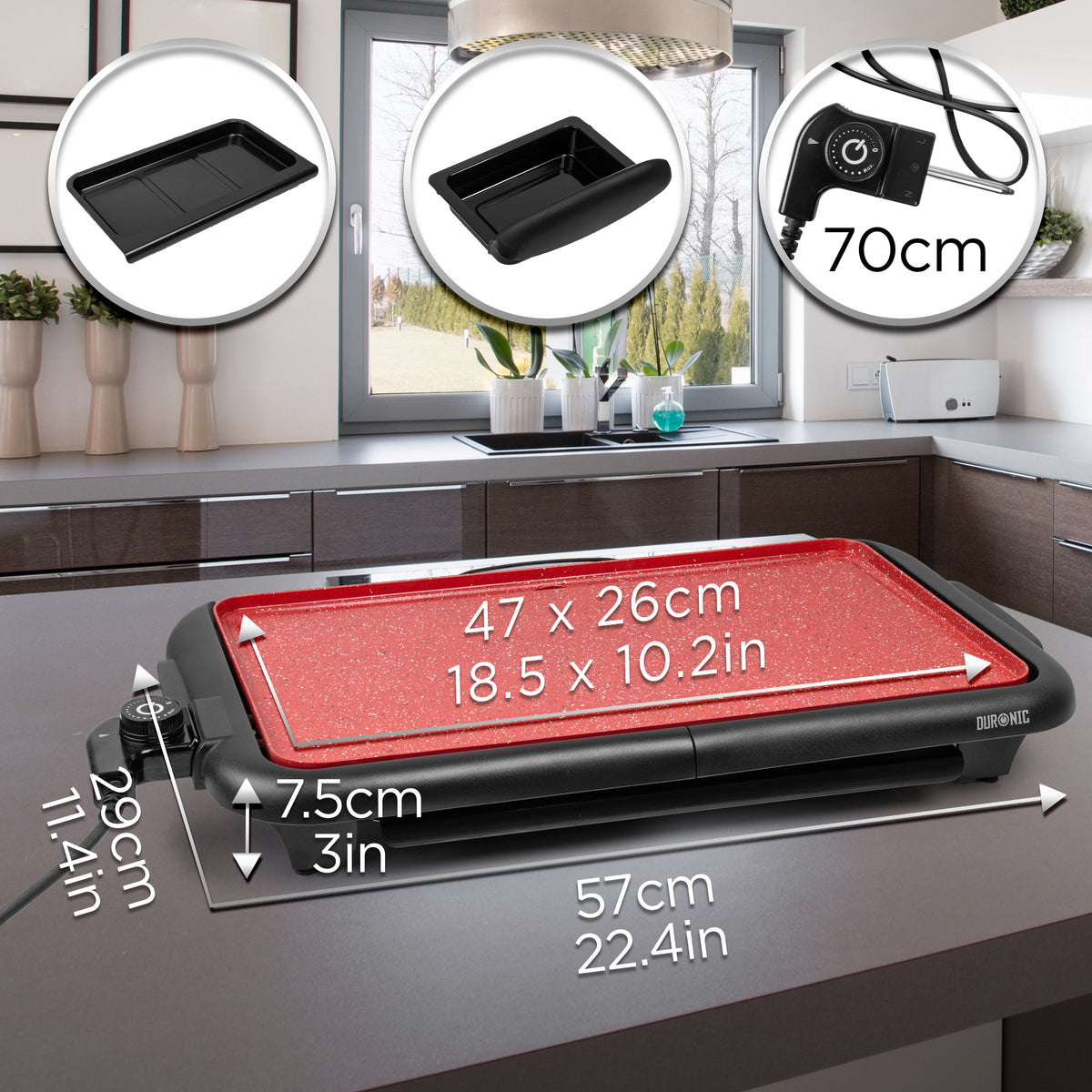 Duronic GP25 Grill elektryczny teppanyaki 2000W płyta ceramiczno-tytanowa