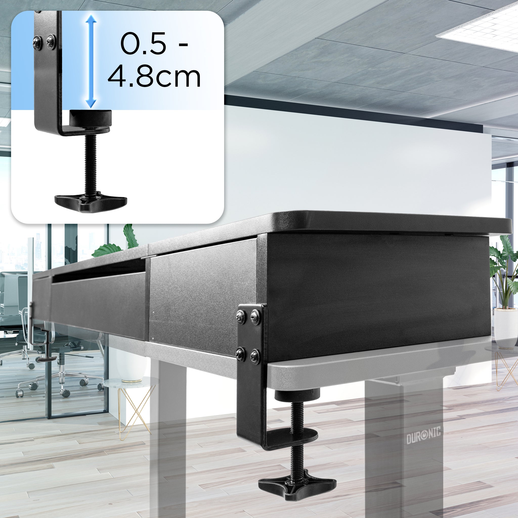 Duronic DD2 BK Nadstawka z szufladami na biurko kolor: czarny 120 x 25 x 11,5 cm | uniwersalna i stabilna | montaż bez wiercenia | organizer do biurka dodatkowe szuflady