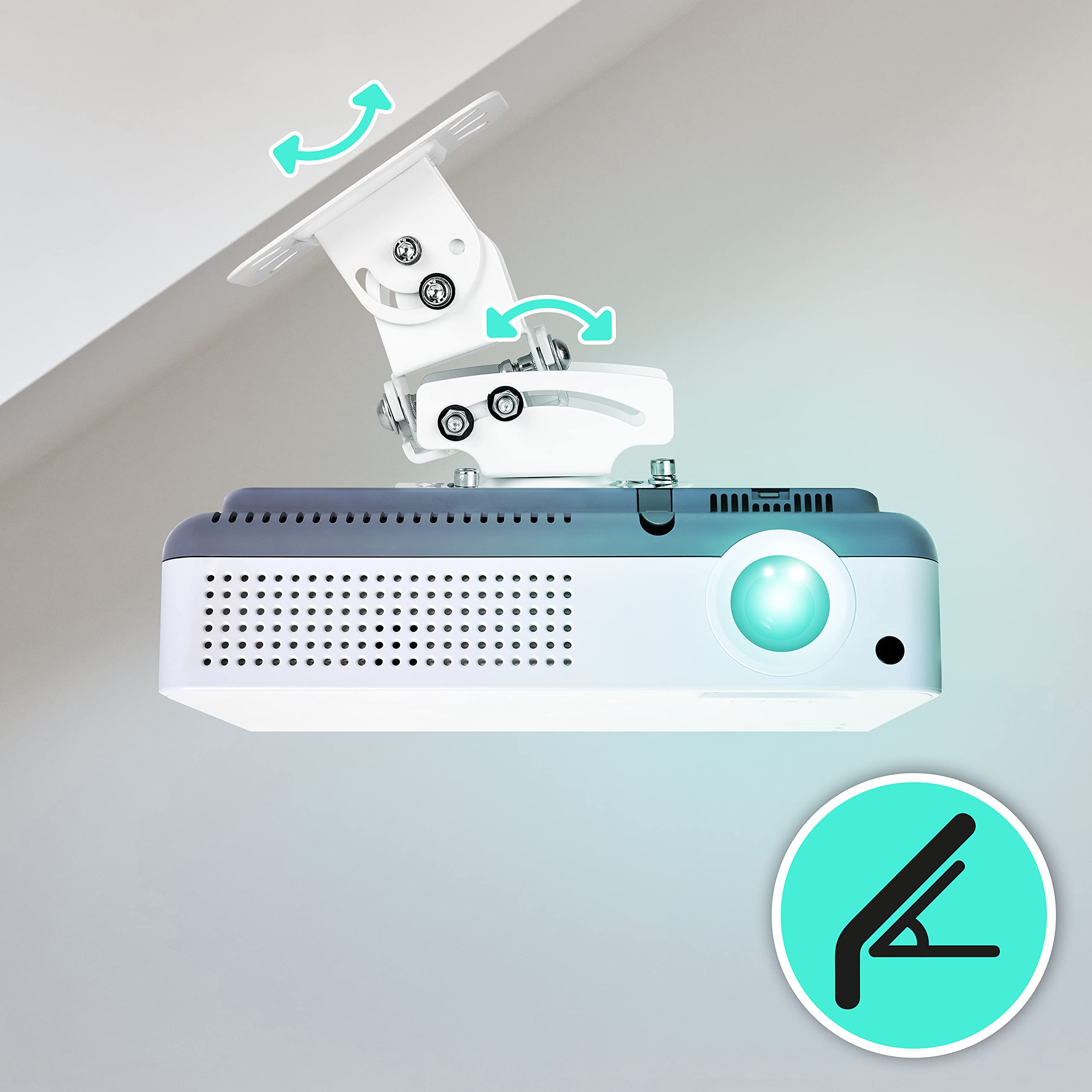 Duronic PB05XB Uchwyt projektora sufitowy ścienny | wieszak | ramię do projektora rzutnika | waga do 13,6kg | biały | idealny na konferencję, kino domowe, prezentacje