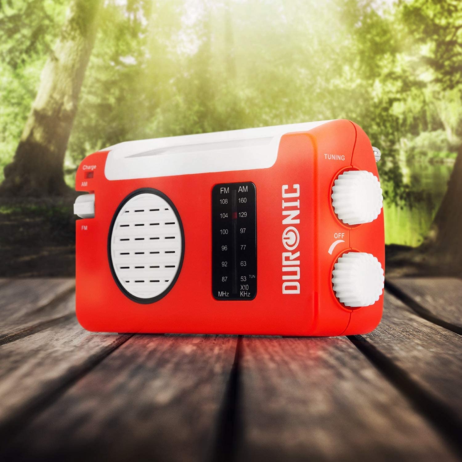 Duronic Hybrid Radio turystyczne na dynamo solarne | korba ręczna | camping | biwak | USB | radio solarne | bateria solarna