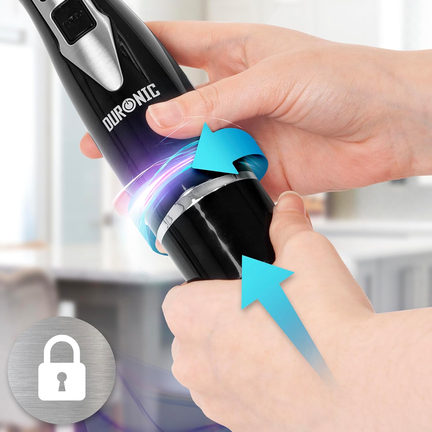 Duronic HB35 Elektryczny blender ręczny imersyjny do zup smoothie koktajli trzepaczka do jajek mikser z blenderem spiralizer do warzyw szatkownica