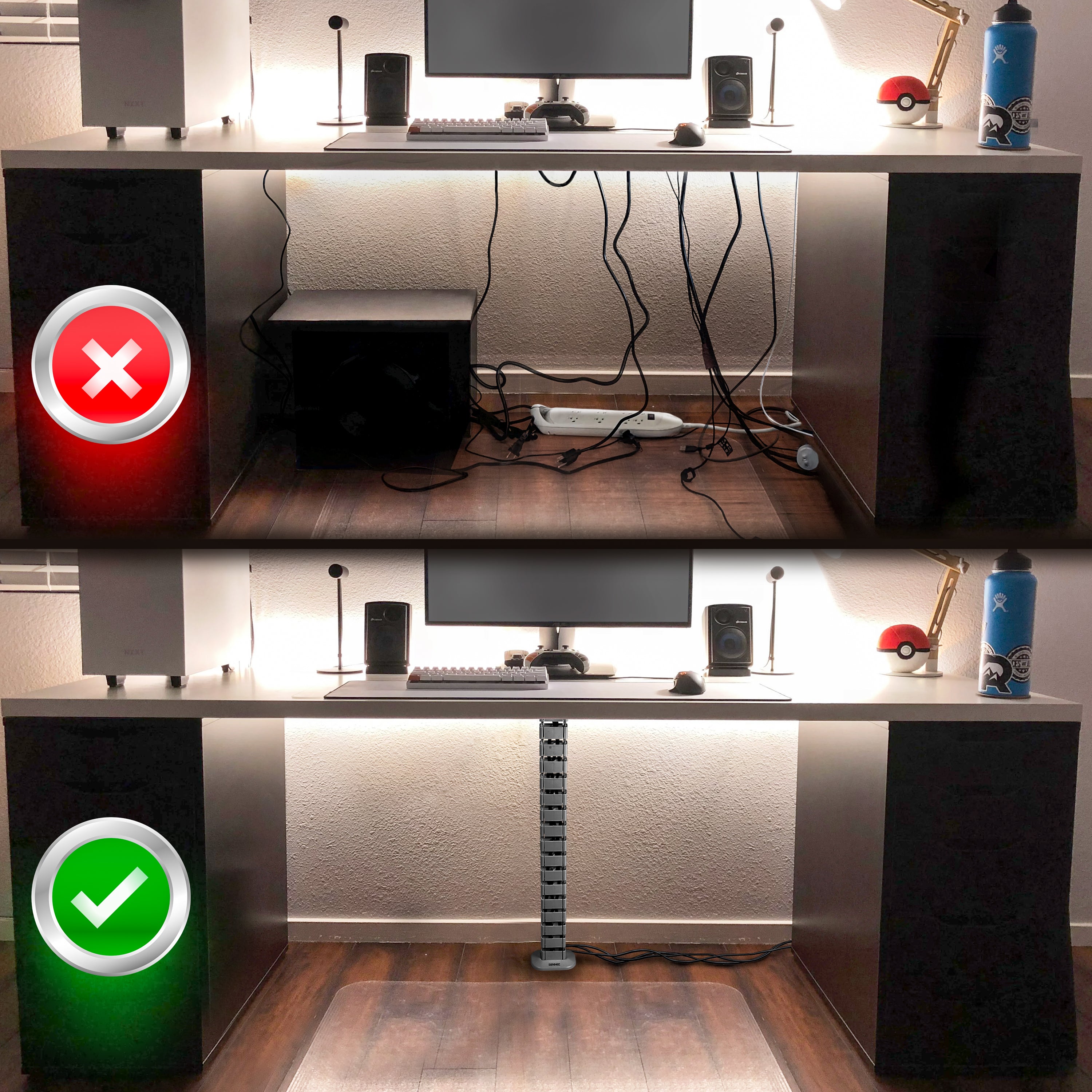 Duronic CM1DM SR Osłona kablowa maskownica 130 cm srebrna do 16 przewodów | modułowy elastyczny organizer | zarządzanie kablami | organizer do kabli przykręcany - śruby w zestawie | kanał kablowy wężowy