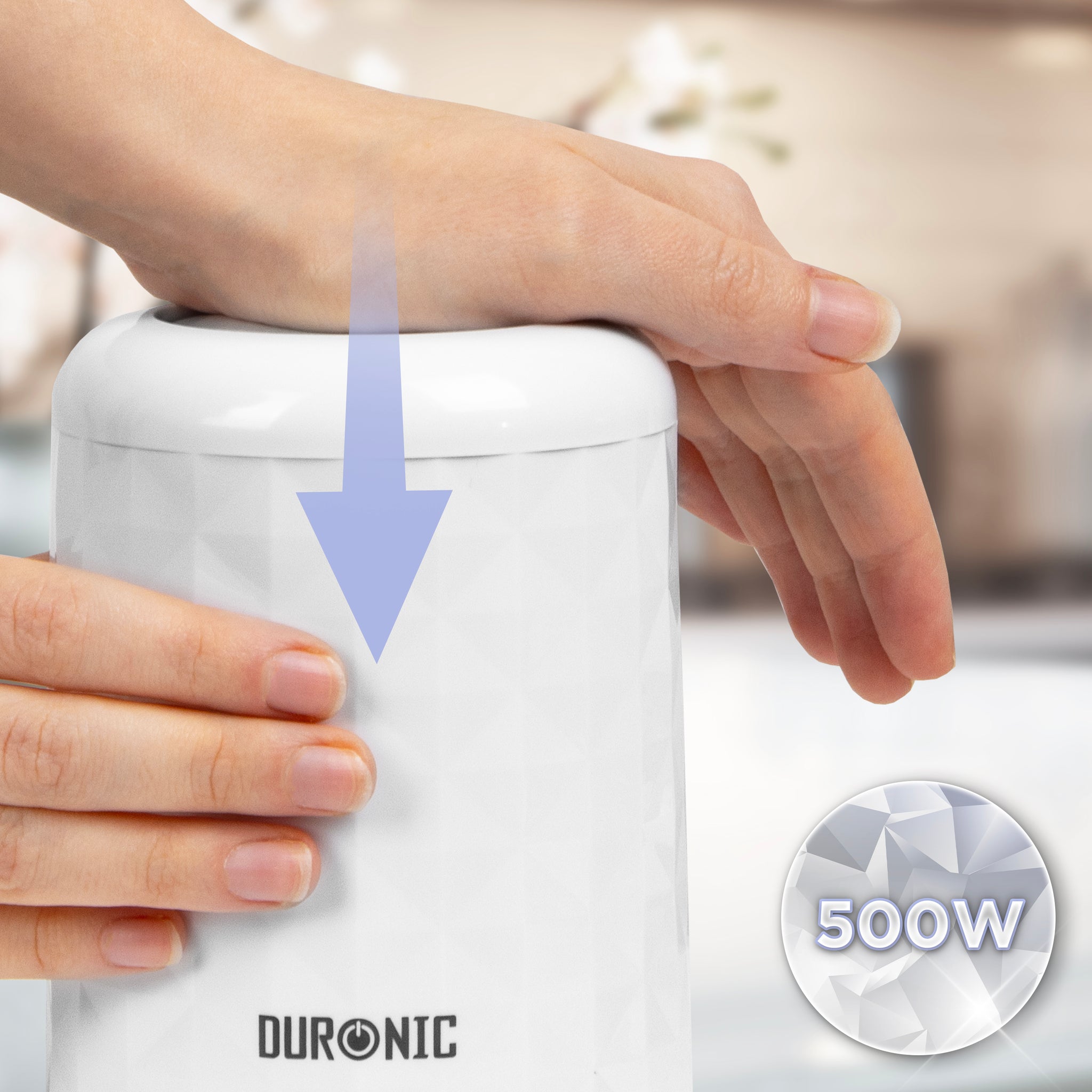 Duronic CH57 WE Elektryczny siekacz szatkownica mini rozdrabniacz moc 500W, uruchamianie poprzez nacisk