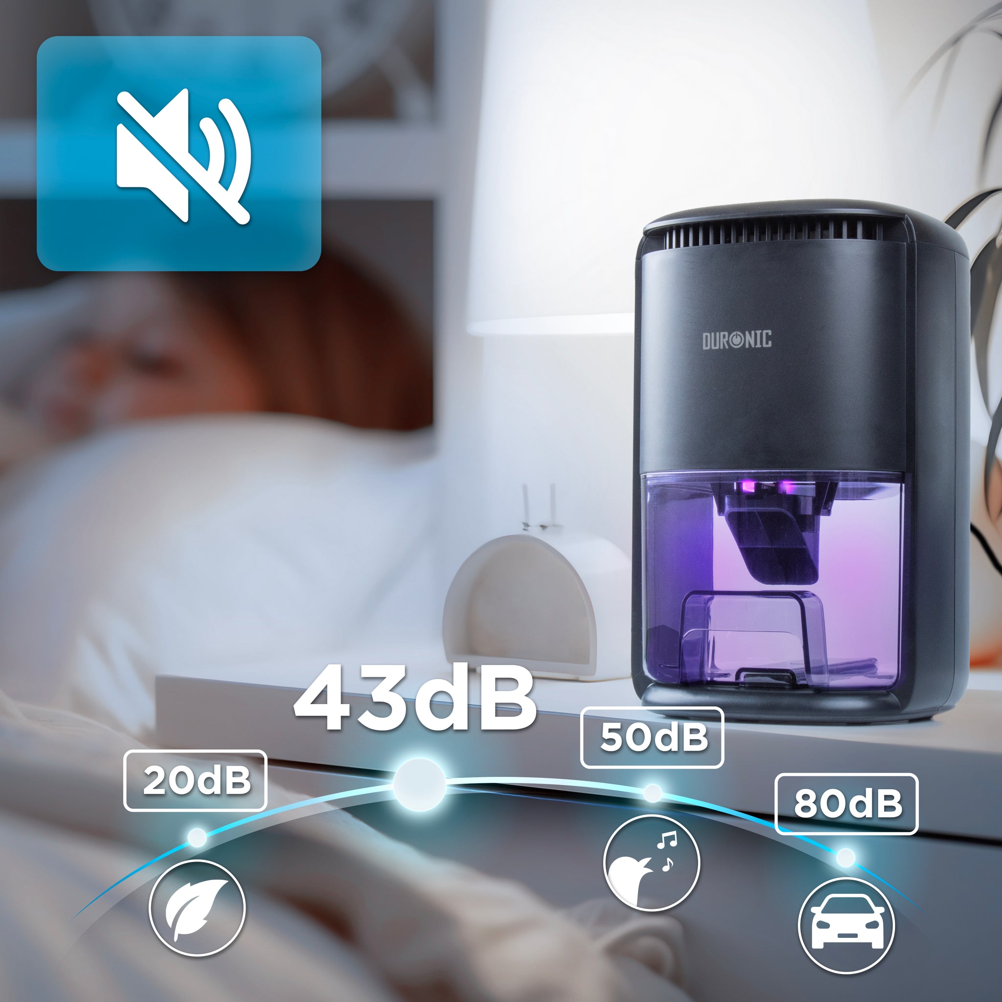 Duronic DH07 BK Osuszacz powietrza kondensacyjny do domu, cicha praca, głośność 43 dB