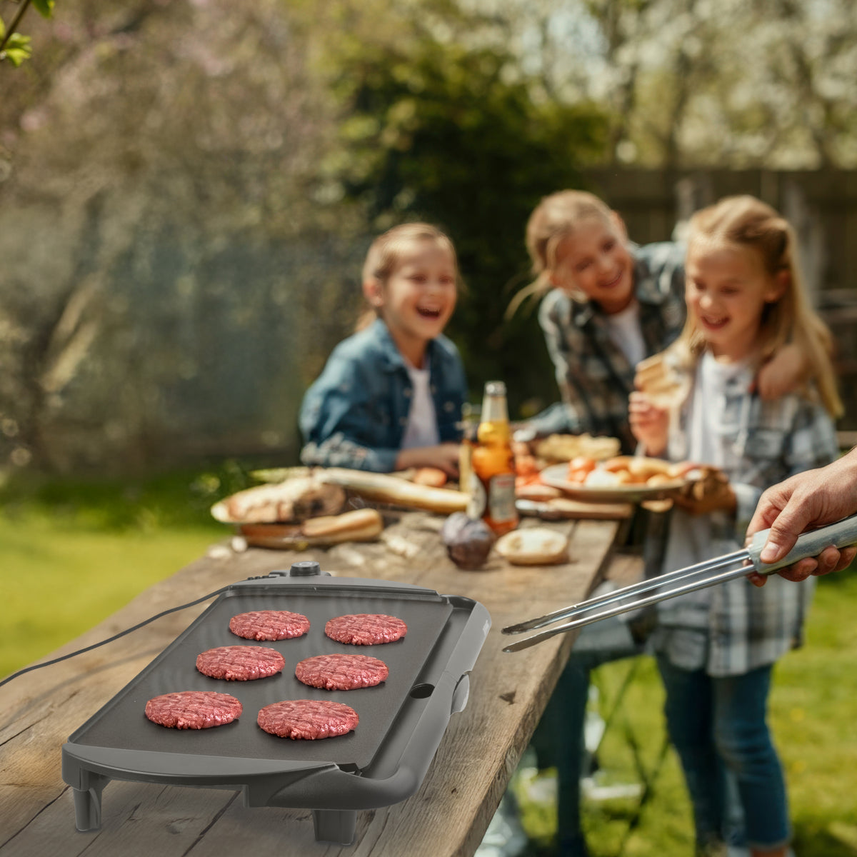 Duronic GP20 Patelnia grillowa elektryczny grill teppanyaki zastosowanie w ogrodzie, robienie steków i burgerów w kuchni polowej