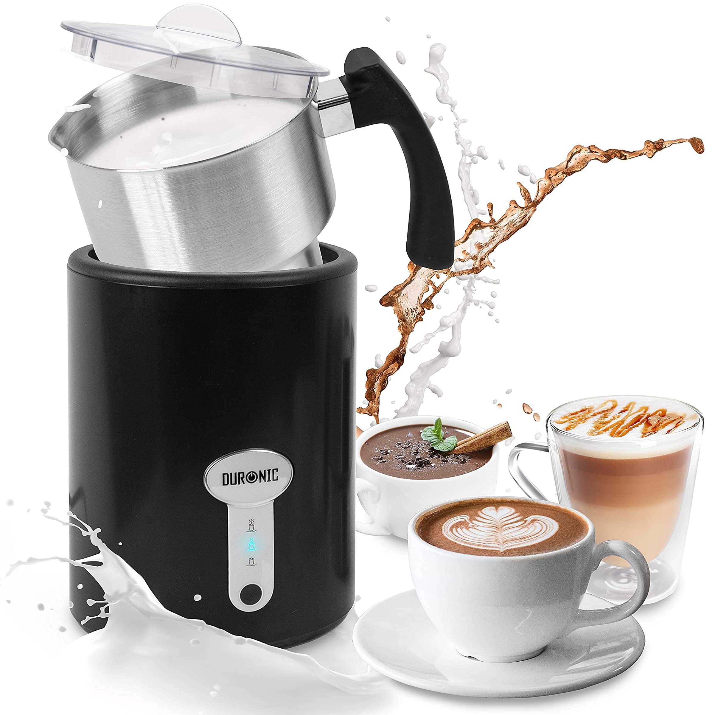 Duronic MF500 BK Czarny spieniacz do mleka do mieszania i robienia pianki