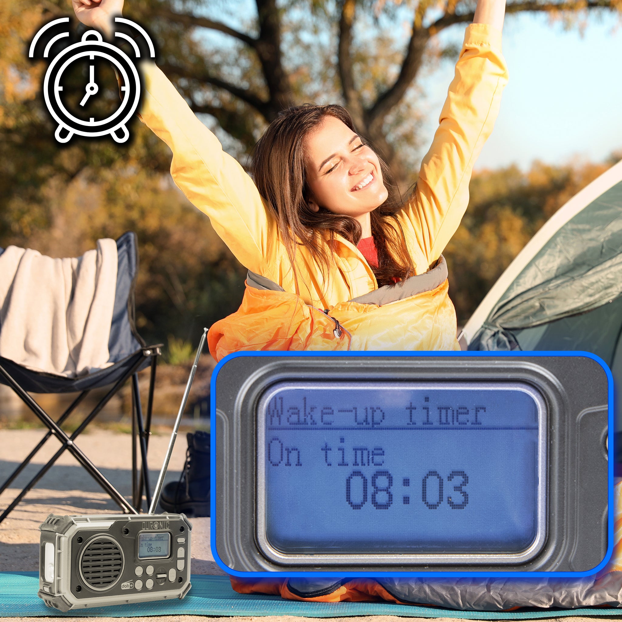 Duronic SDAB1 Radio solarne z dynamem USB A i C Radio awaryjne pogodowe do plecaka ewakuacyjnego