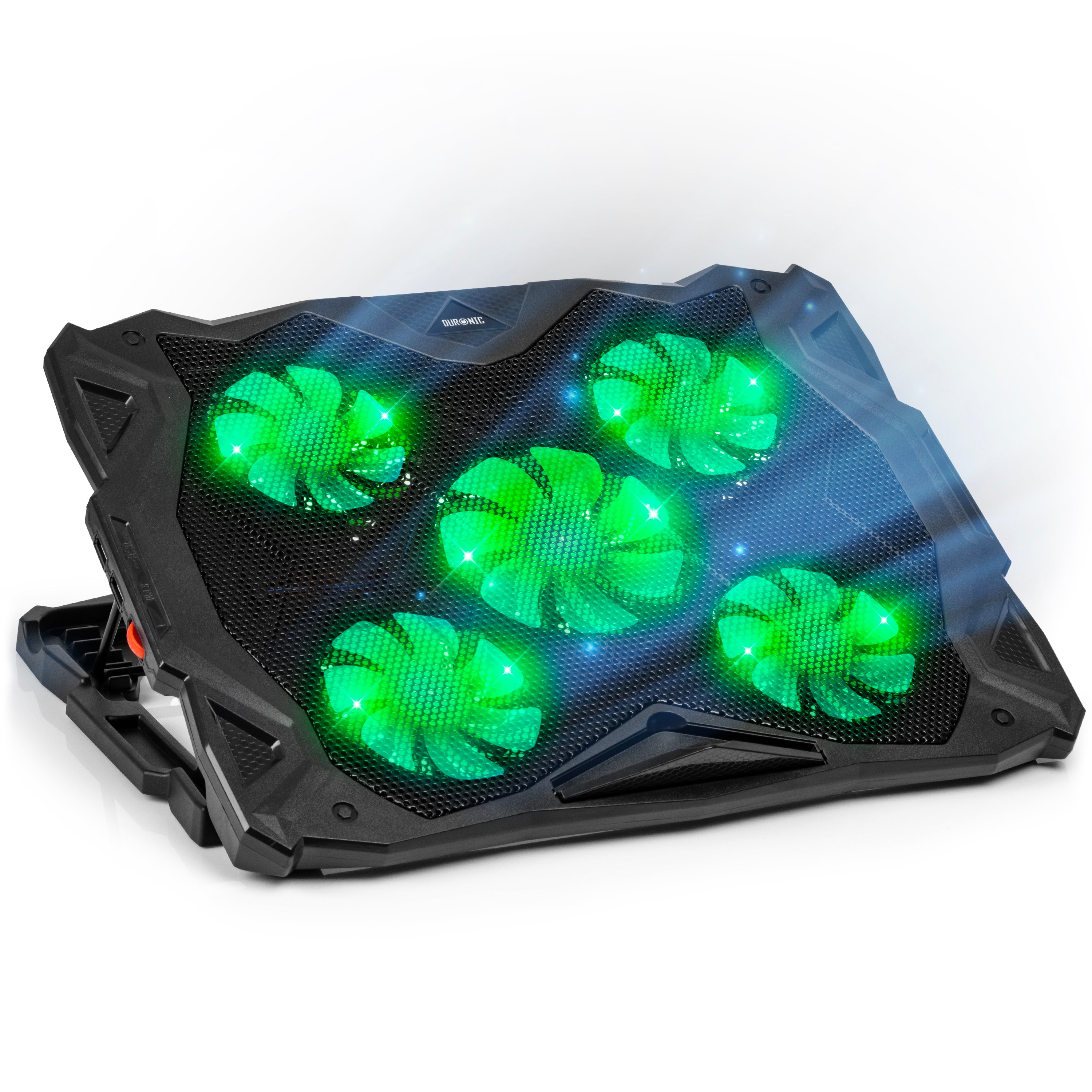 Duronic LC1 Podkładka chłodząca do laptopa 30 x 39,7 cm | podstawka pod laptop z LED, 5 wentylatorów | regulacja wysokości i prędkości | 2x port USB