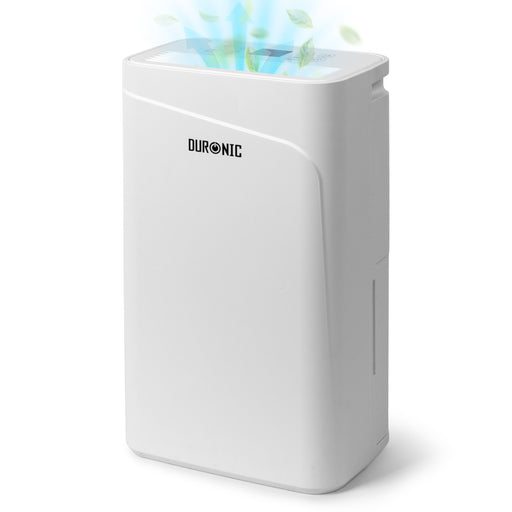 Duronic DH121 Osuszacz powietrza o mocy 300 W, do 12 litrów wody dziennie, zbiornik na wodę o pojemności 2,1l. Pochłaniacz wilgoci zwalcza nadmierną wilgotność i zapobiega rozwojowi pleśni. Timer