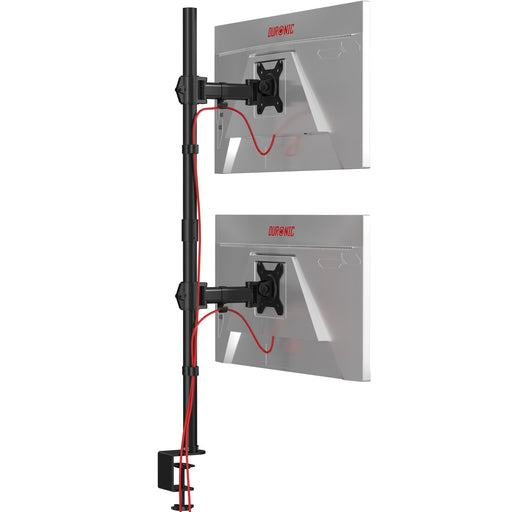 Duronic DMT252VX1 Uchwyt na dwa monitory pionowo 2 x 8kg | monitory 13-32 cale | VESA 75 100 | długi słupek 100 cm | do 2 monitorów | regulacja kąta