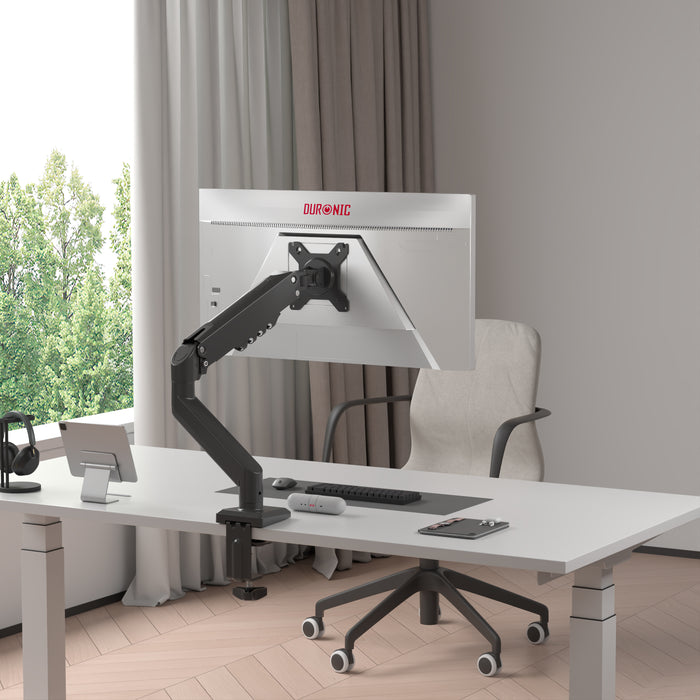 Duronic DM6A1 Uchwyt do monitora 13-32 cale VESA 75 100 obrotowy 360 stopni ramię gazowe ekran komputerowy max 9 kg pełna regulacja wysokosci