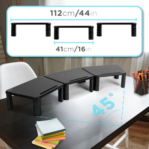 Duronic DM056 Stojak do monitorów podstawka pod 3 monitory regulacja wysokości | wolnostojący uniwersalny statyw na tablet telefon iPad | zestaw trzech półek | dowolność ułożenia 3 monitorów