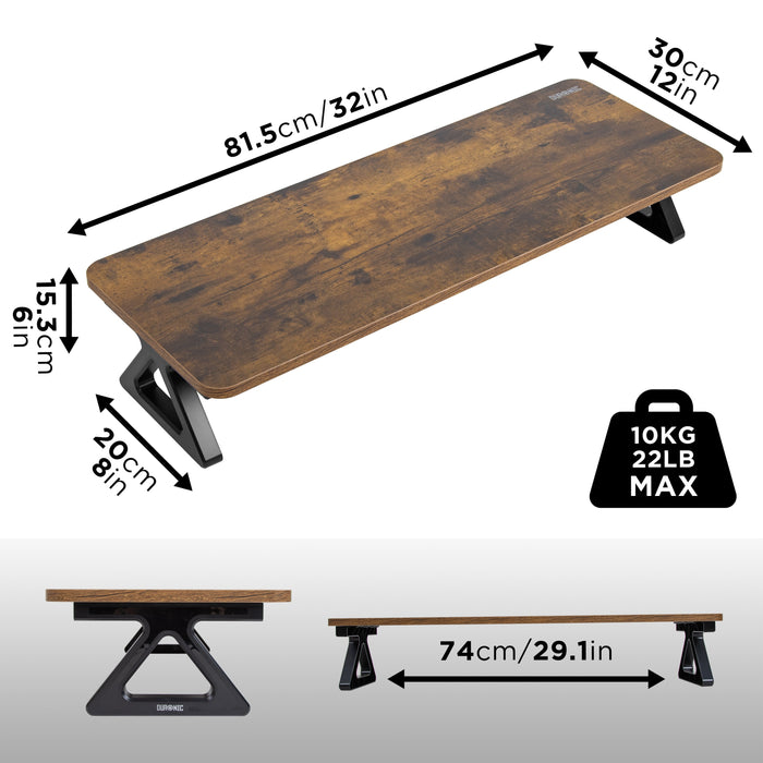 Duronic DM06-2 AW Podstawka pod monitor z płyty MDF w kolorze antycznego drewna | maksymalne obciążenie do 10 kg nadstawka na biurko więcej miejsca na biurku