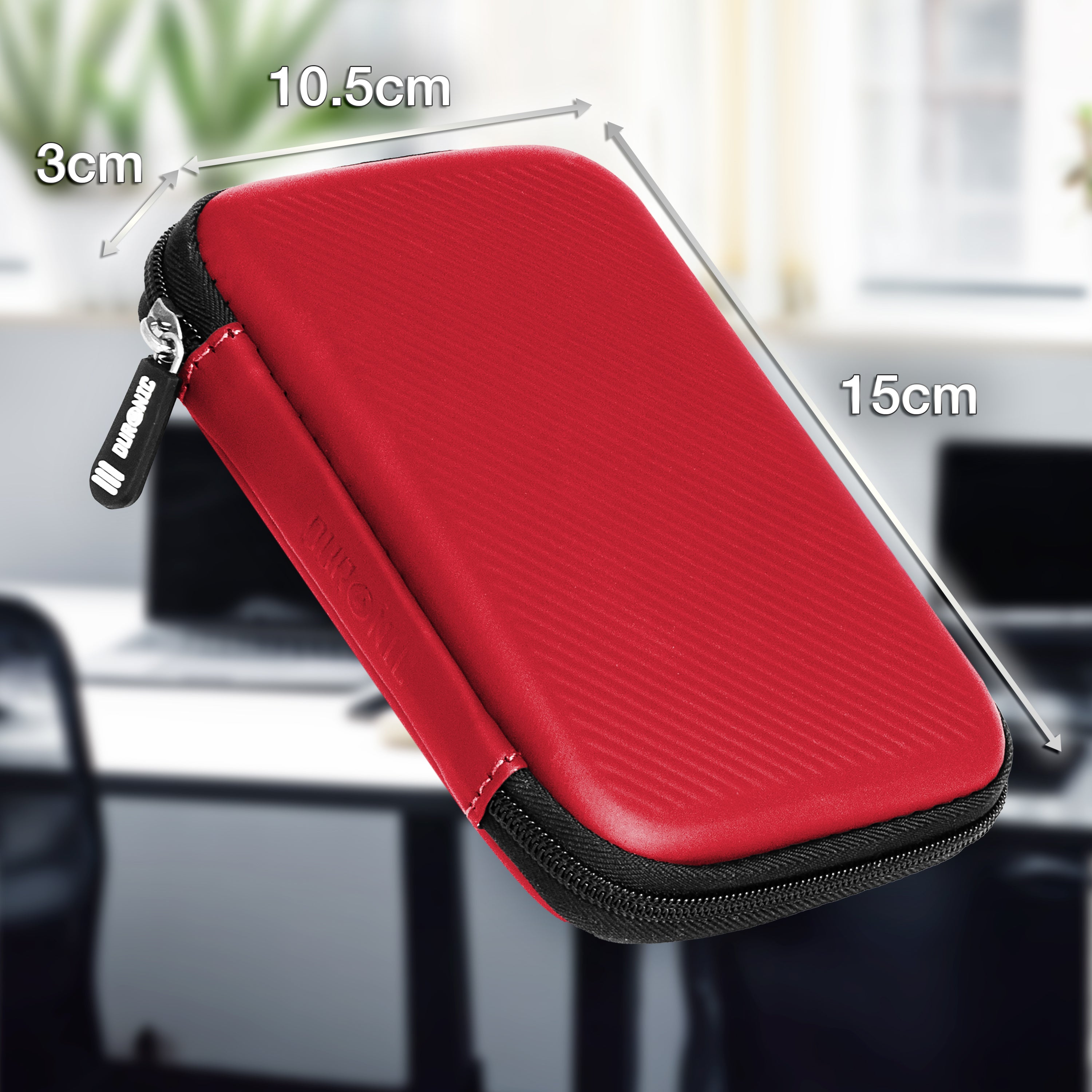 Duronic HDC2 RD Etui na dysk twardy czerwone przenośne etui do przechowywania EVA na zewnętrzny dysk twardy i kable