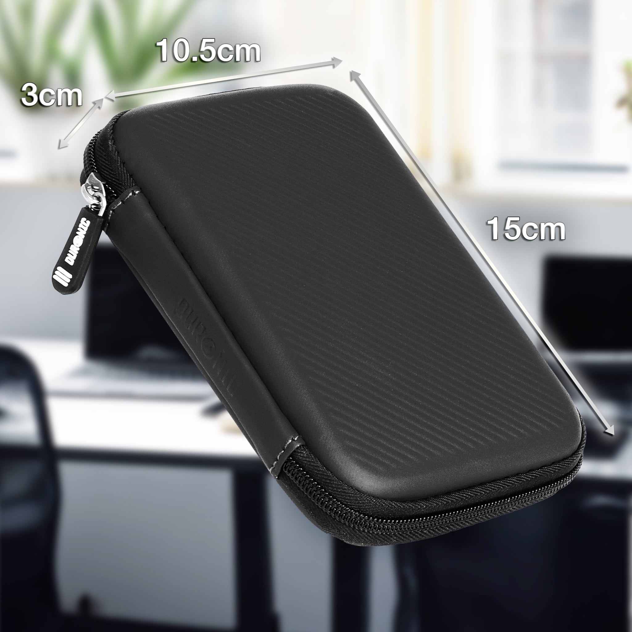 Duronic HDC2 BK Etui na dysk twardy czarne przenośne etui do przechowywania EVA na zewnętrzny dysk twardy i kable