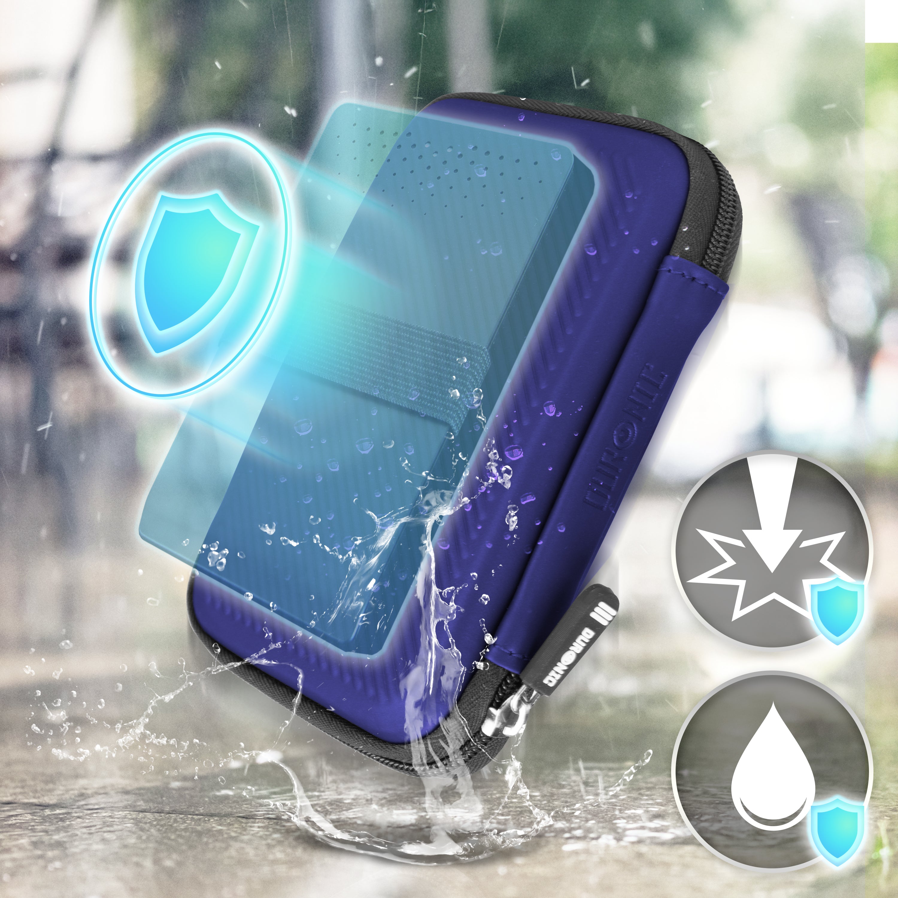 Duronic HDC2 VT Etui na dysk twardy fioletowe przenośne etui do przechowywania EVA na zewnętrzny dysk twardy i kable