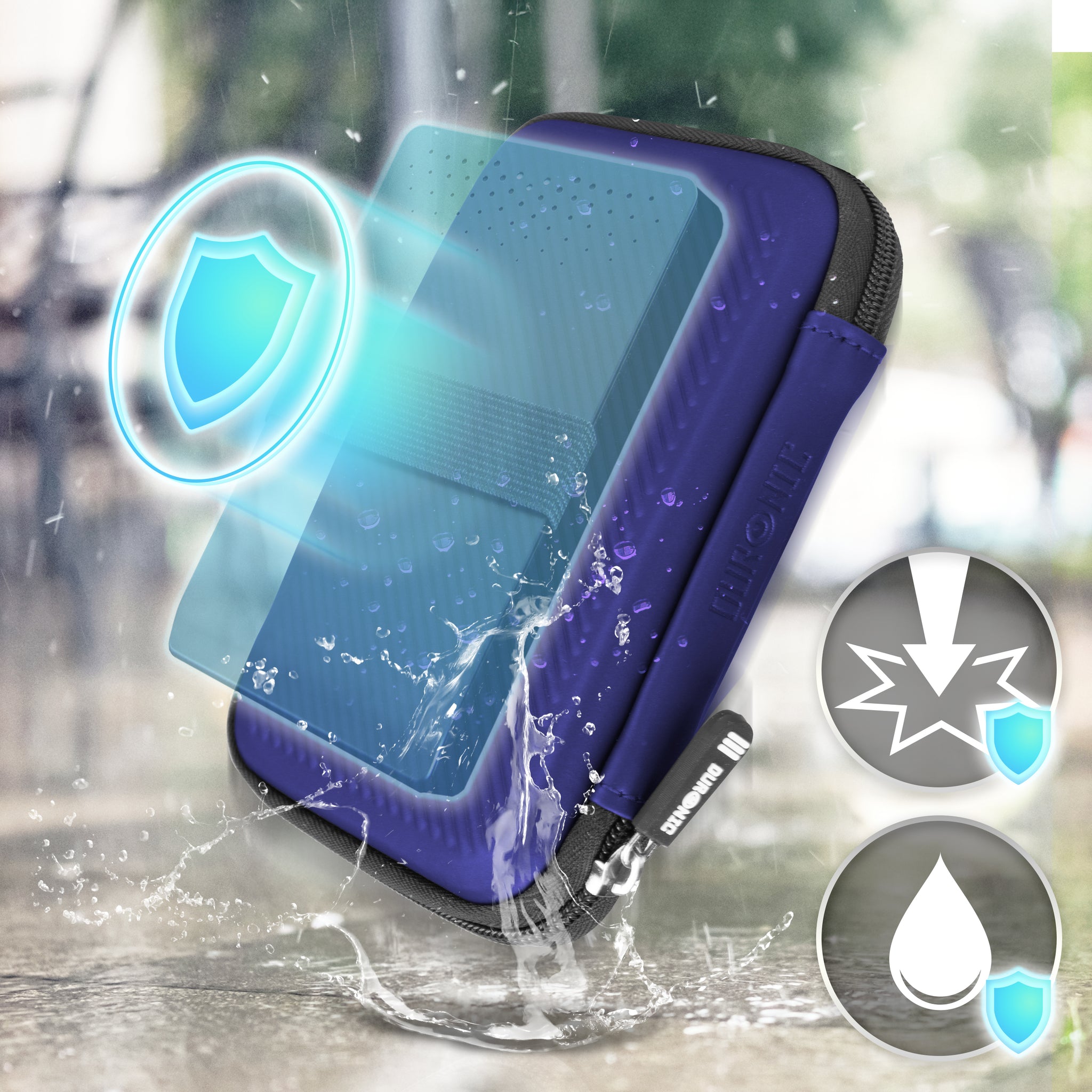 Duronic HDC2 VT Etui na dysk twardy fioletowe przenośne etui do przechowywania EVA na zewnętrzny dysk twardy i kable