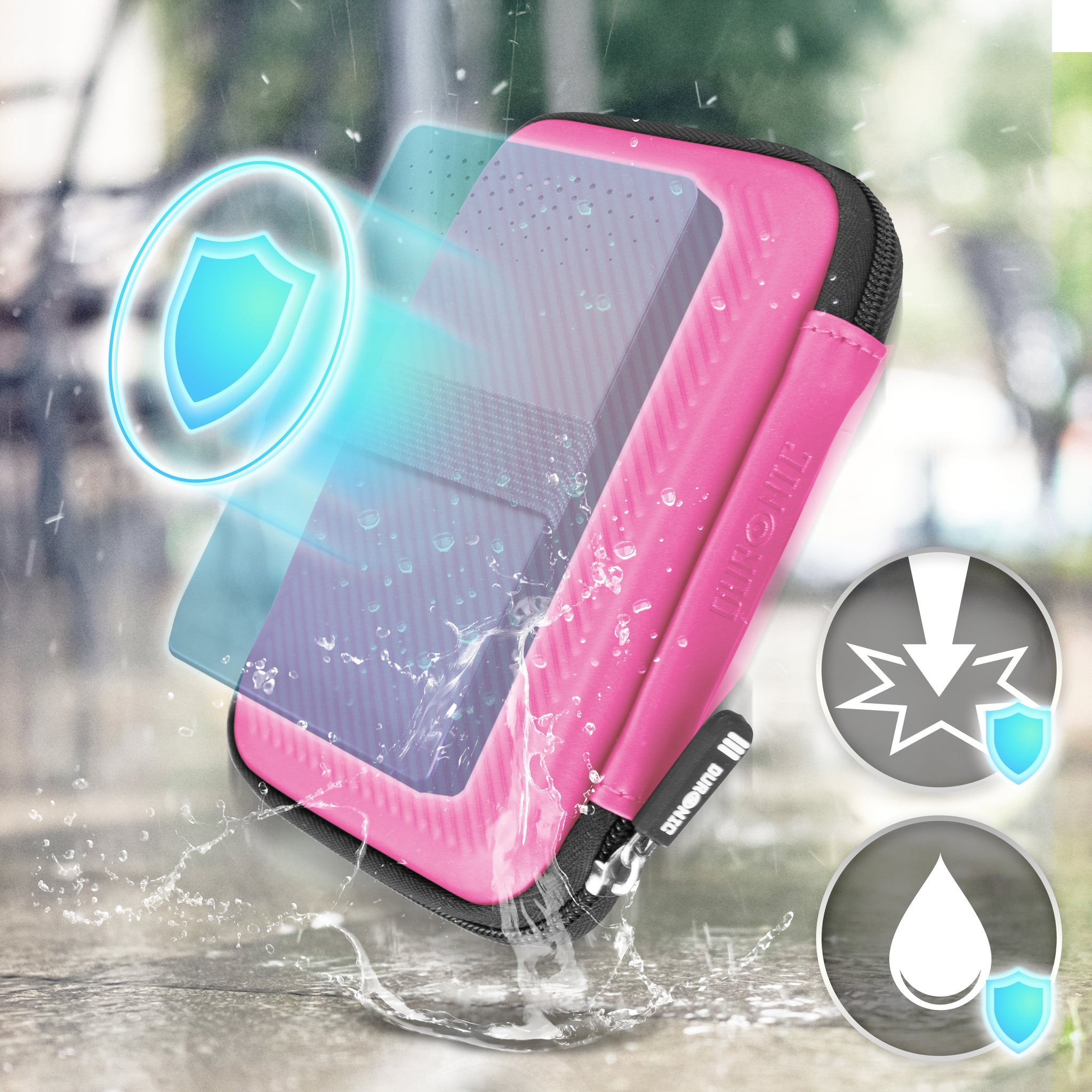 Duronic HDC2 PK Etui na dysk twardy różowe przenośne etui do przechowywania EVA na zewnętrzny dysk twardy i kable