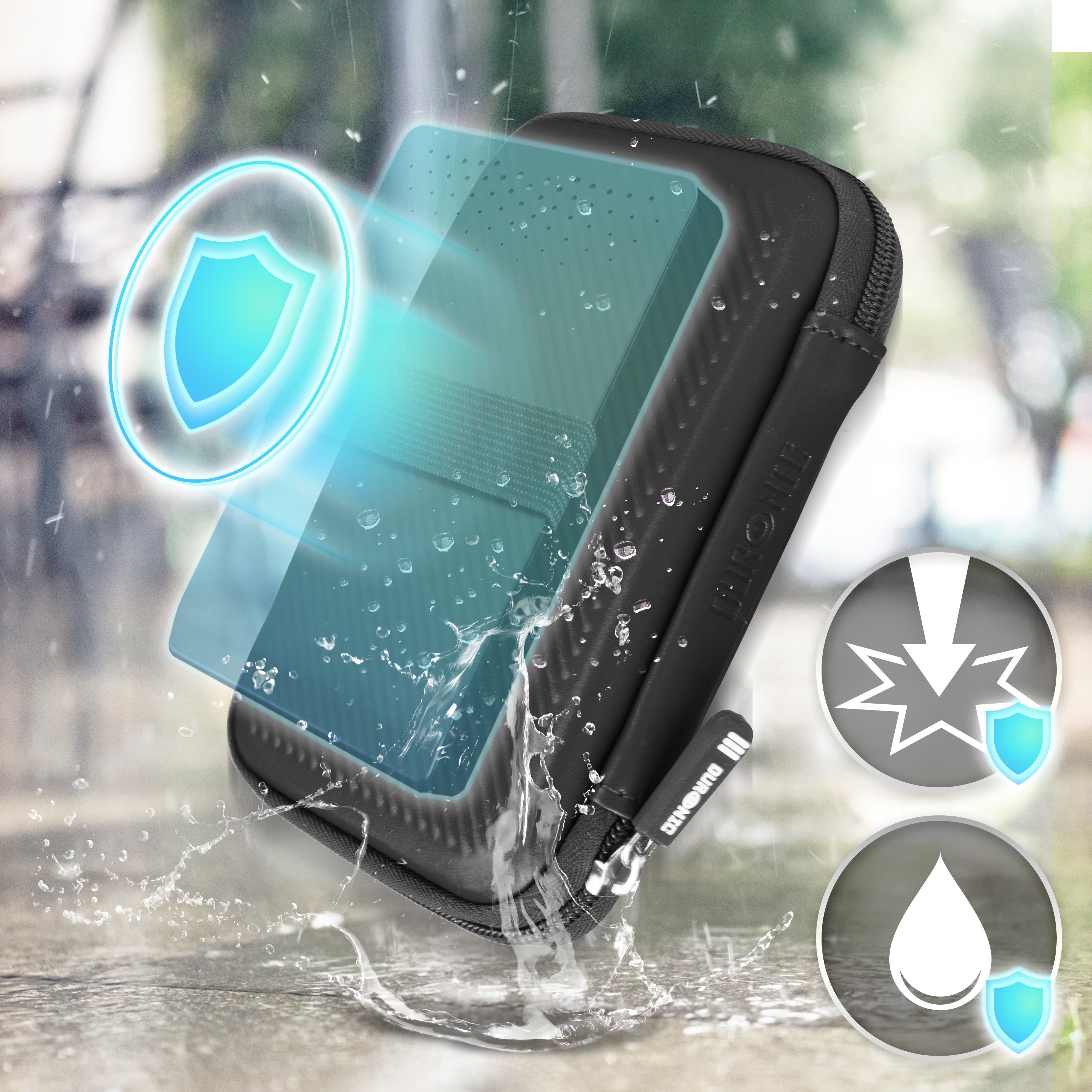 Duronic HDC2 BK Etui na dysk twardy czarne przenośne etui do przechowywania EVA na zewnętrzny dysk twardy i kable