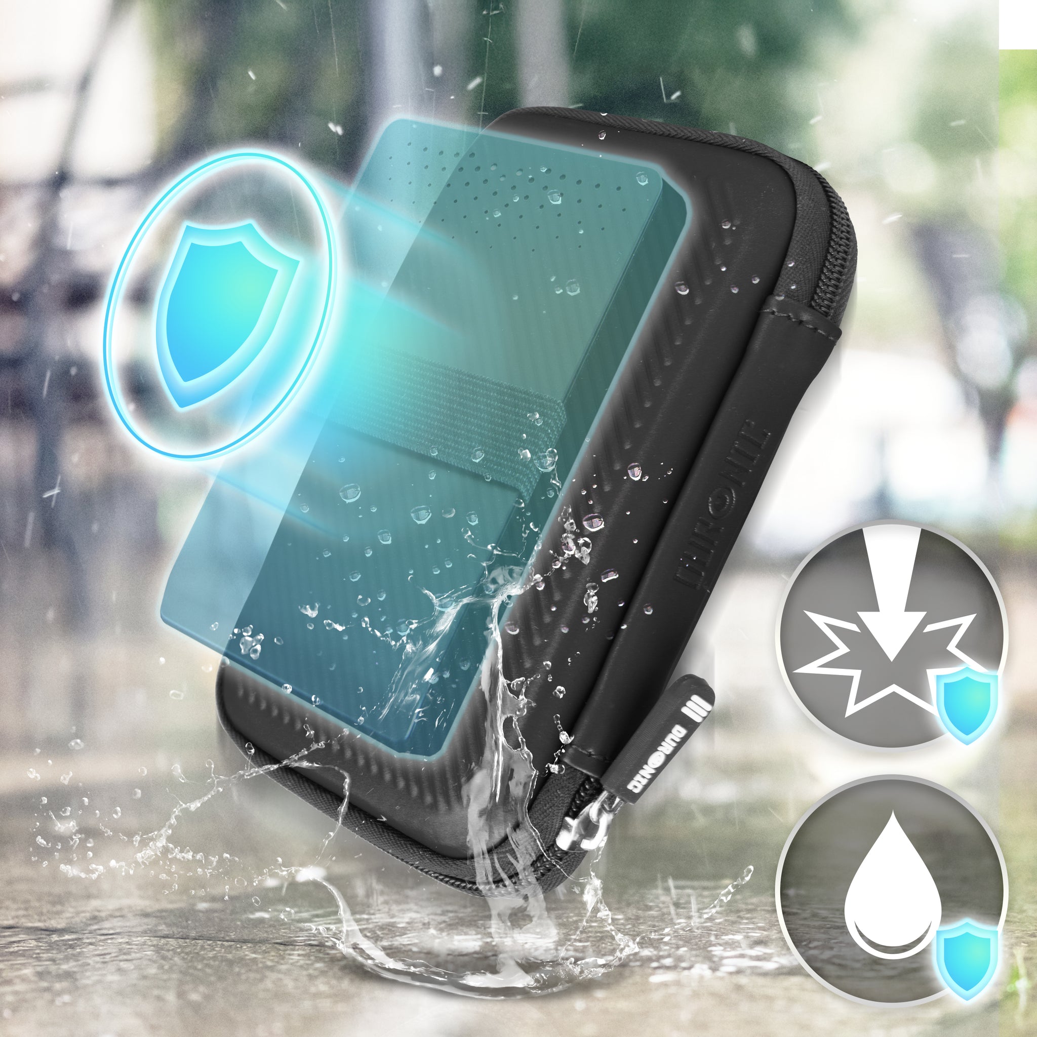 Duronic HDC2 BK Etui na dysk twardy czarne przenośne etui do przechowywania EVA na zewnętrzny dysk twardy i kable