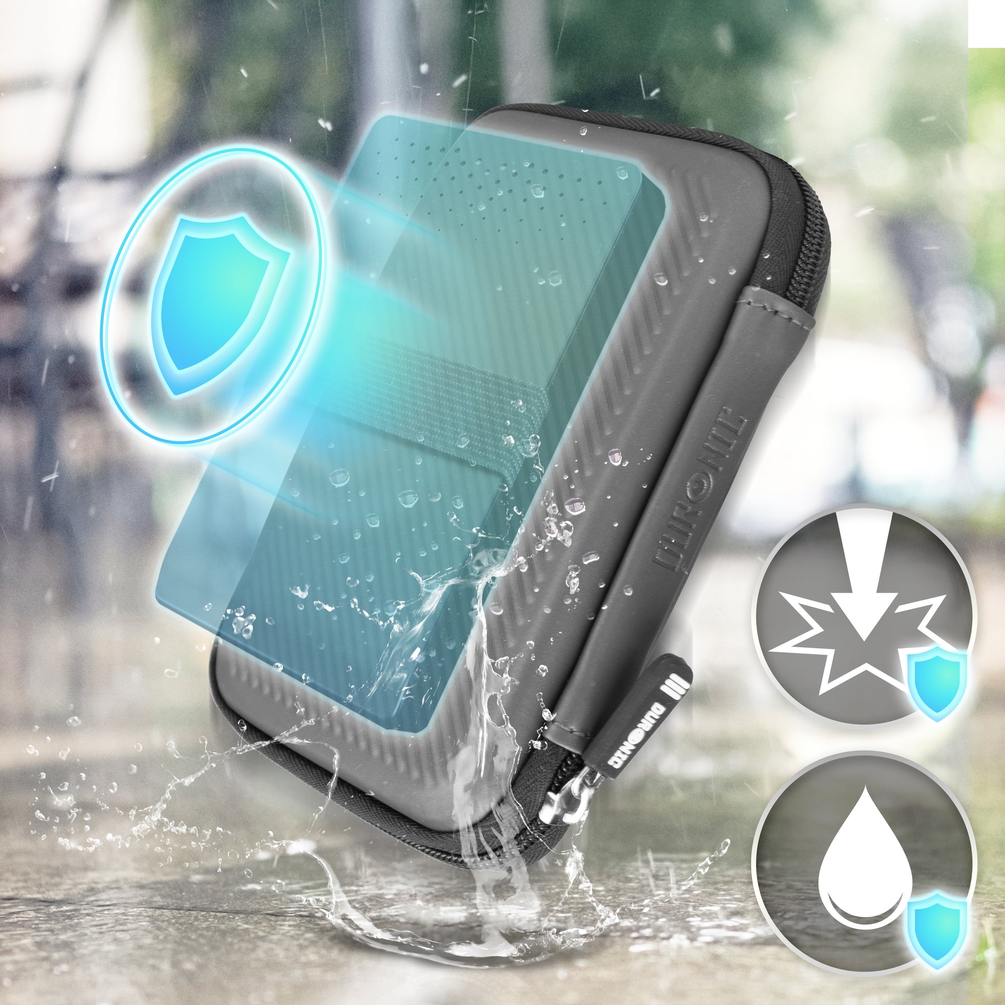 Duronic HDC2 GY Etui na dysk twardy szare przenośne etui do przechowywania EVA na zewnętrzny dysk twardy i kable