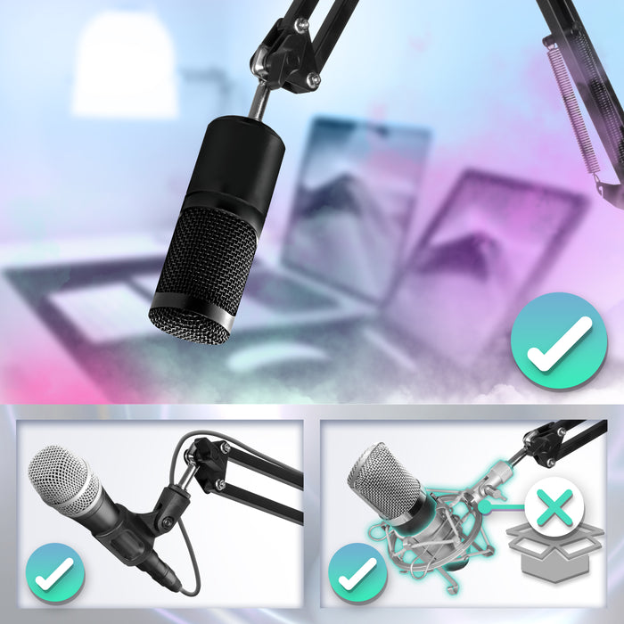 Duronic MH01 Uniwersalny statyw do mikrofonu do uchwytów do monitorów Kolor: czarny | domowe studio nagrań | nagrywanie bez użycia rąk | montaż na zacisk lub śrubę | uchwyt regulowany