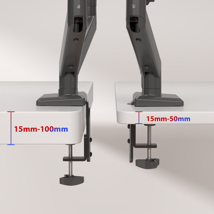 Duronic DM6AL1 ramię do monitora 13–32 cali z uchwytem na laptopa nośność 9 kg regulacja 360° sprężyna gazowa montaż biurkowy stojak obrotowy