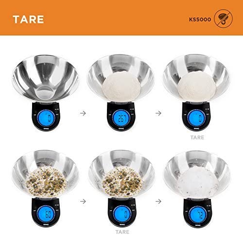 KS5000 SR/SS Cyfrowa waga kuchenna srebrna do 5 kg z 2,5 l misą ze stali nierdzewnej | waga elektroniczna z bateriami w zestawie