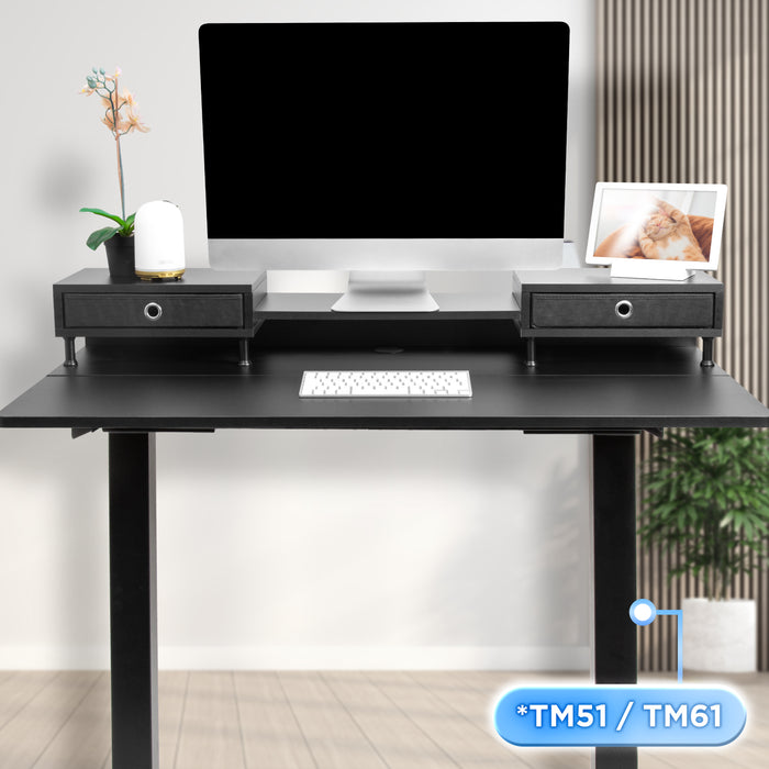 Duronic DD1 BK Blat biurka z nadstawką szufladami kolor: czarny | kompatybilny ze stelażami TM51 i TM61 regulacja wysokości | 120 x 60 cm | ergonomiczne biurko do biura sekretariatu