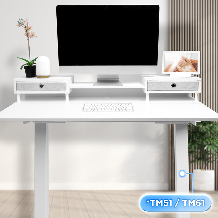 Duronic DD1 WE Blat biurka z nadstawką szufladami kolor: biały | kompatybilny ze stelażami TM51 i TM61 regulacja wysokości | 120 x 60 cm | ergonomiczne biurko do biura sekretariatu