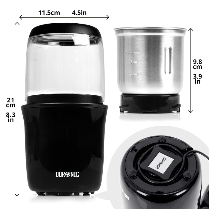 Duronic CG250 Młynek do kawy przypraw elektryczny | mielenie przypraw, pieprzu, lnu, ziół
