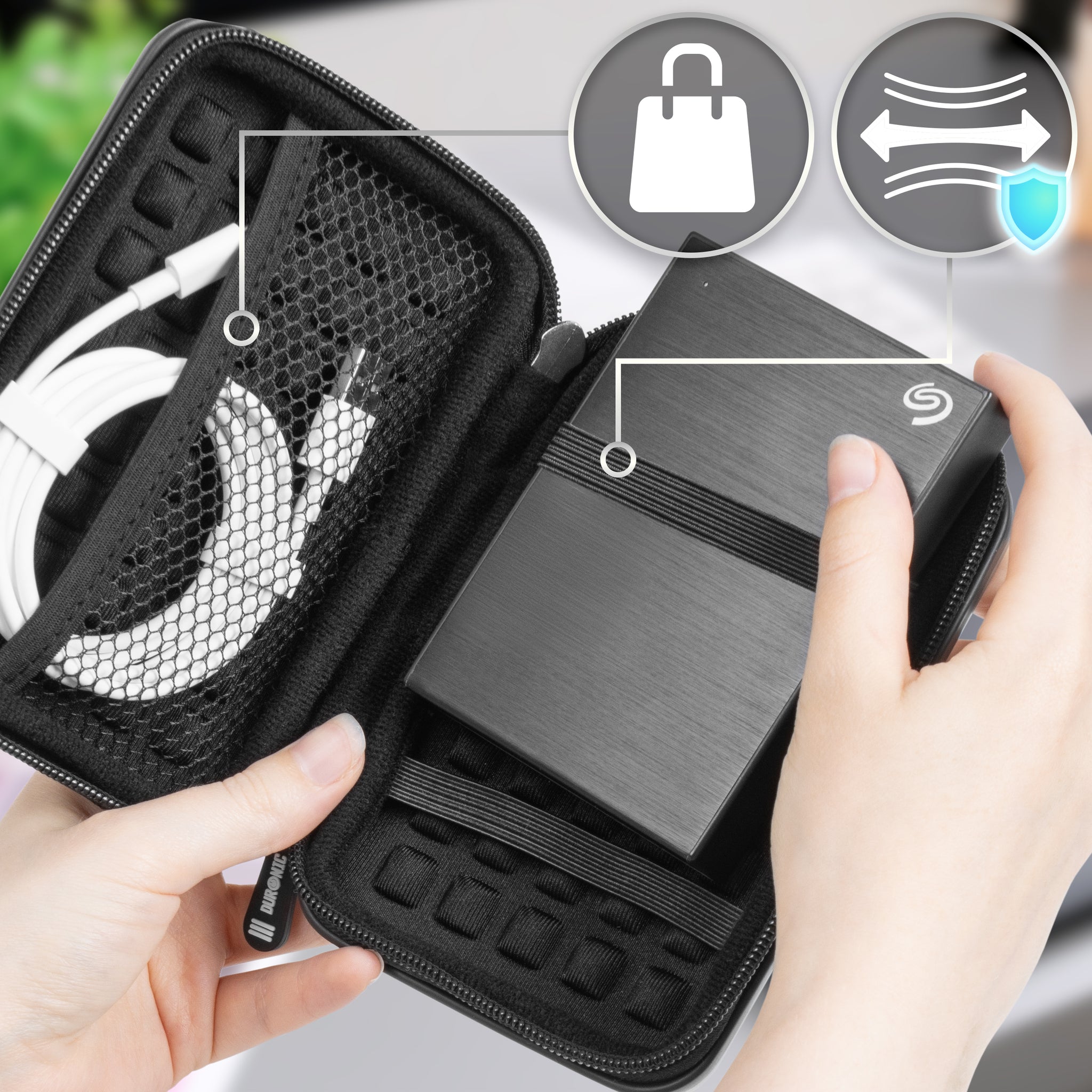 Duronic HDC3 BE Etui na dysk pokrowiec GPS 13x11