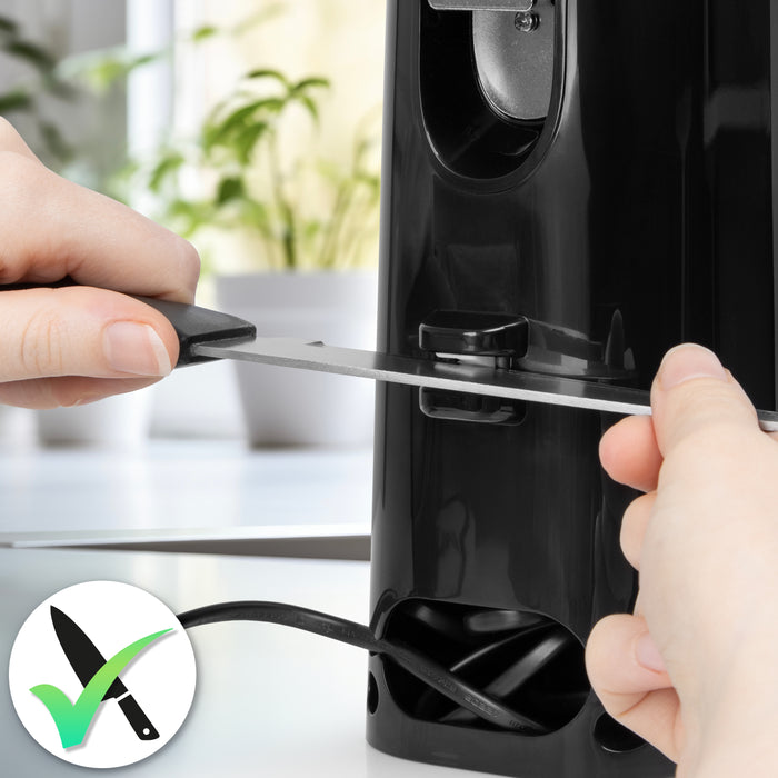 Duronic CO40 BK Elektryczny otwieracz do butelek puszek konserw ostrzałka do noży kuchennych. Automatyczny otwieracz 3w1 z magnesem 50W