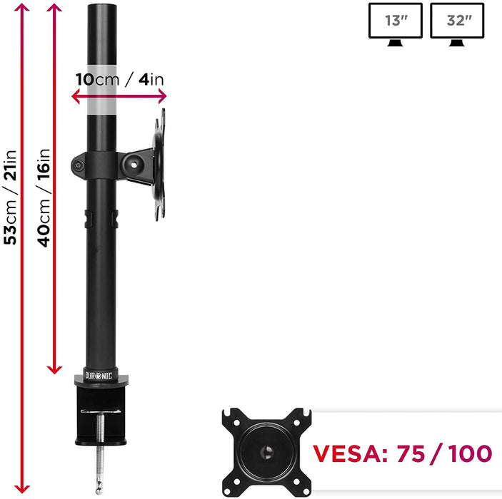 Duronic DM151X1 Uchwyt do jednego monitora do 8 kg VESA75 100 monitor 13-27 cali piwot