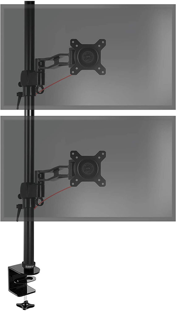 Duronic DM35V2X2 Uchwyt dwa monitory pionowo 2 x 8 VESA 75 lub 100 do 8 kg na ramię monitory 13-27 cali czarny