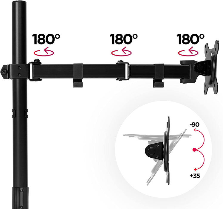 Duronic DMT152VX2 Uchwyt na dwa monitory pionowo 2 x 8kg | monitory 13-32 cali | VESA 75 lub 100 | długi słupek 100 cm | do monitorów ultrawide | regulacja kąta +90°/-35°