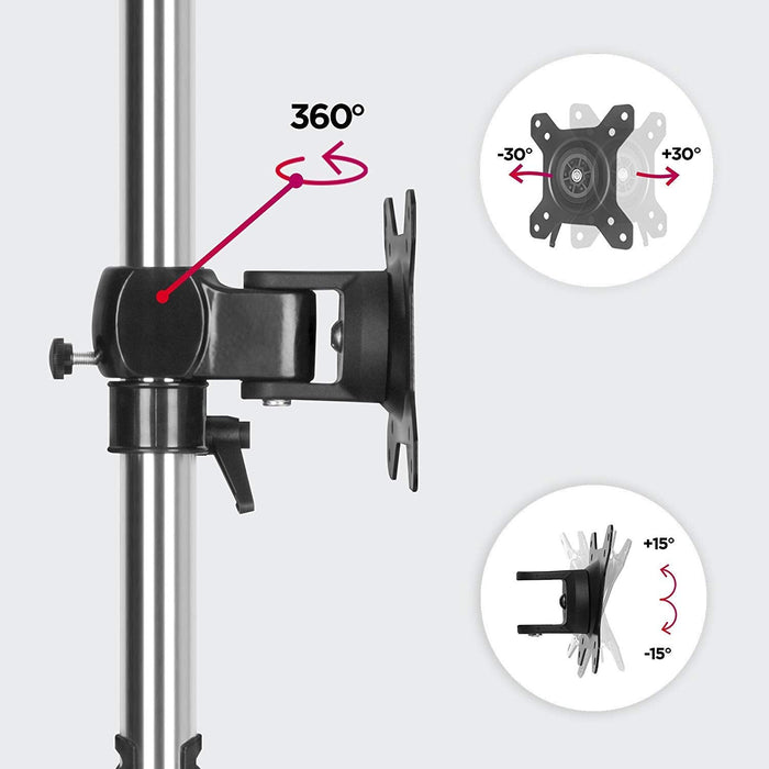 Duronic DM751 Stojak uchwyt jeden monitor 1 ekran | ramię do ekranów | VESA 75 lub VESA 100 | wieszak | maks 8 kg | na 1 monitor | stojak | regulacja monitora | 15”-24”