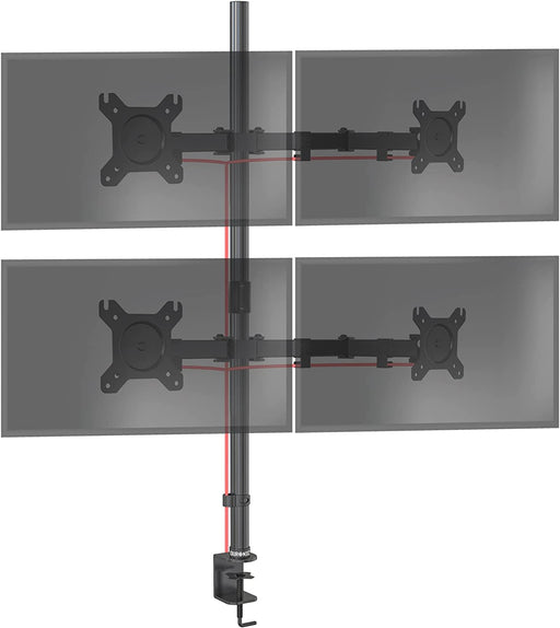 Duronic DMT154 Uchwyt na cztery monitory 4 x 8kg | monitory 13-27 cali | VESA 75 lub 100 | długi słupek 100 cm | regulacja kąta +90°/-35°