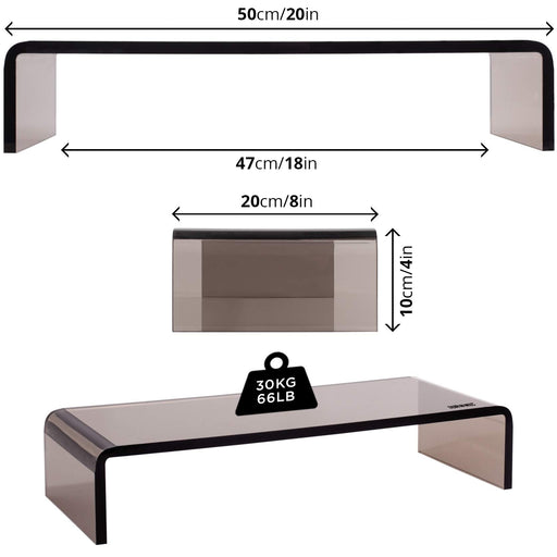 Duronic DM054 Podstawka pod monitor telewizor TV akrylowa czarna podstawa do 30 kg 50x 20 cm