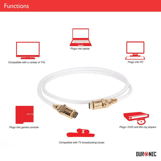 Duronic HDC01 / 1m kabel HDMI 1m rotacyjna główka  | kino domowe | złączki z 24-karatowego złota | wysoka wydajność