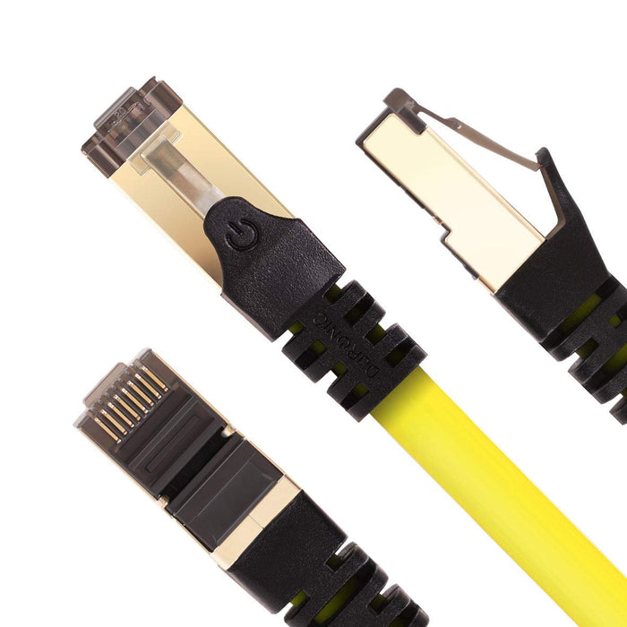 Duronic CAT8 YW 1m Kabel sieciowy Ethernet żółty LAN transmisja 40GB skrętka S/FTP pachcord