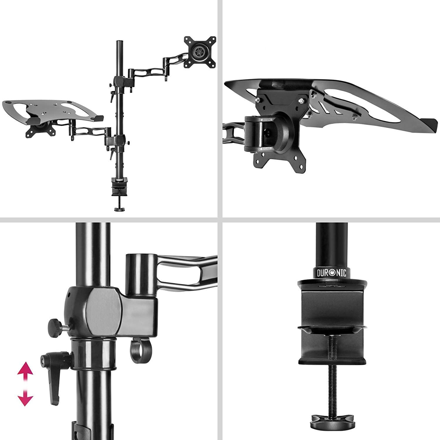 Duronic DM35L1X1 Uchwyt do monitora i laptopa 8 kg monitor 13-27 cali regulacja ekranów, praca z monitorem i laptopem