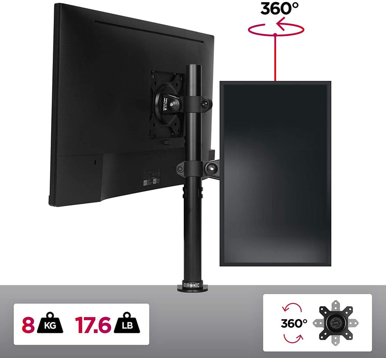 Duronic DM151X1 Uchwyt do jednego monitora do 8 kg VESA75 100 monitor 13-27 cali piwot