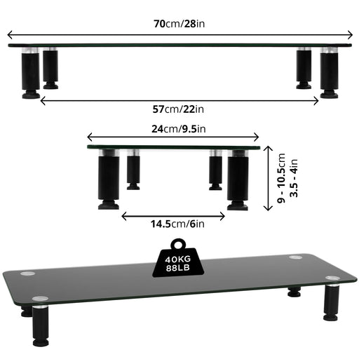 Duronic DM052-4 Podstawka pod monitor telewizor TV  szklana podstawa czarna do 20 kg 70x 24 cm