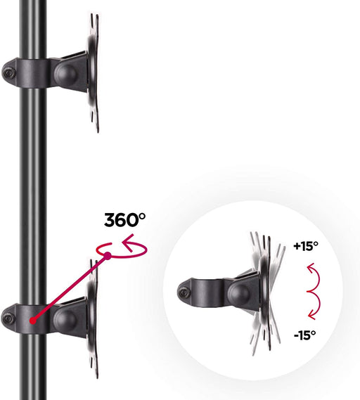 Duronic DM15V2 Uchwyt dwa monitory pionowo z 2x8kg VESA 75 lub 100 do 8 kg na ramię dwa monitory 13-32 cali czarny