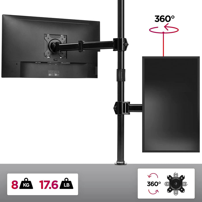 Duronic DMT251X3 Uchwyt na jeden monitor 2 x 8kg | monitory 13-32 cali | VESA 75 lub 100 | długi słupek 100 cm | do monitorów ultrawide