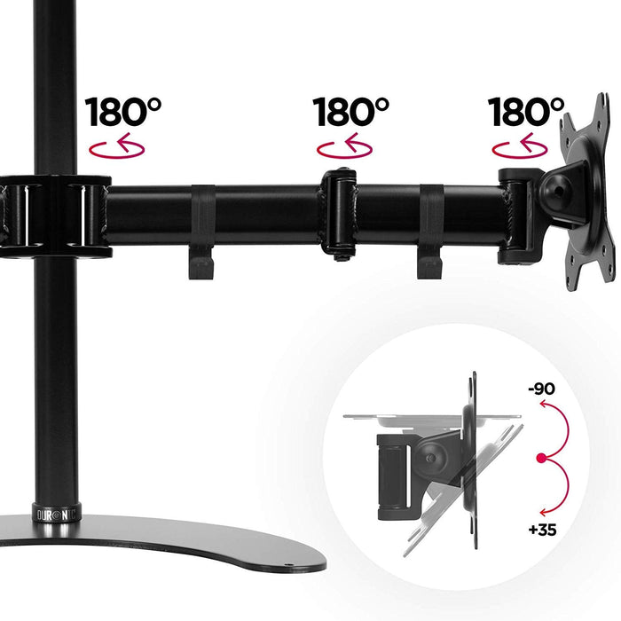 Duronic DM25D2 Uchwyt do monitorów 2 ekrany 13-27" uchwyt wolnostojący do dwóch monitorów czarny