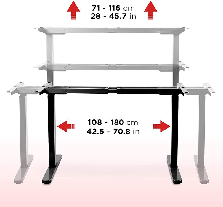 Duronic TM22 BK Stelaż do biurka regulowany elektr. biurka stój – siedź regulacja wysokości blatu