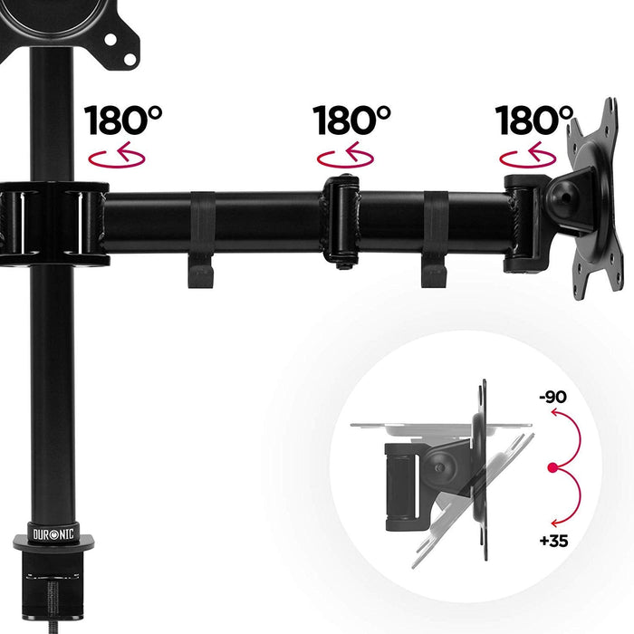 Duronic DM253 Uchwyt biurkowy do monitora 3 ekrany | VESA 75 VESA 100 | wieszak ramię | maks. 8 kg na jeden ekran | stojak 3 monitory | stalowy | regulacja monitora