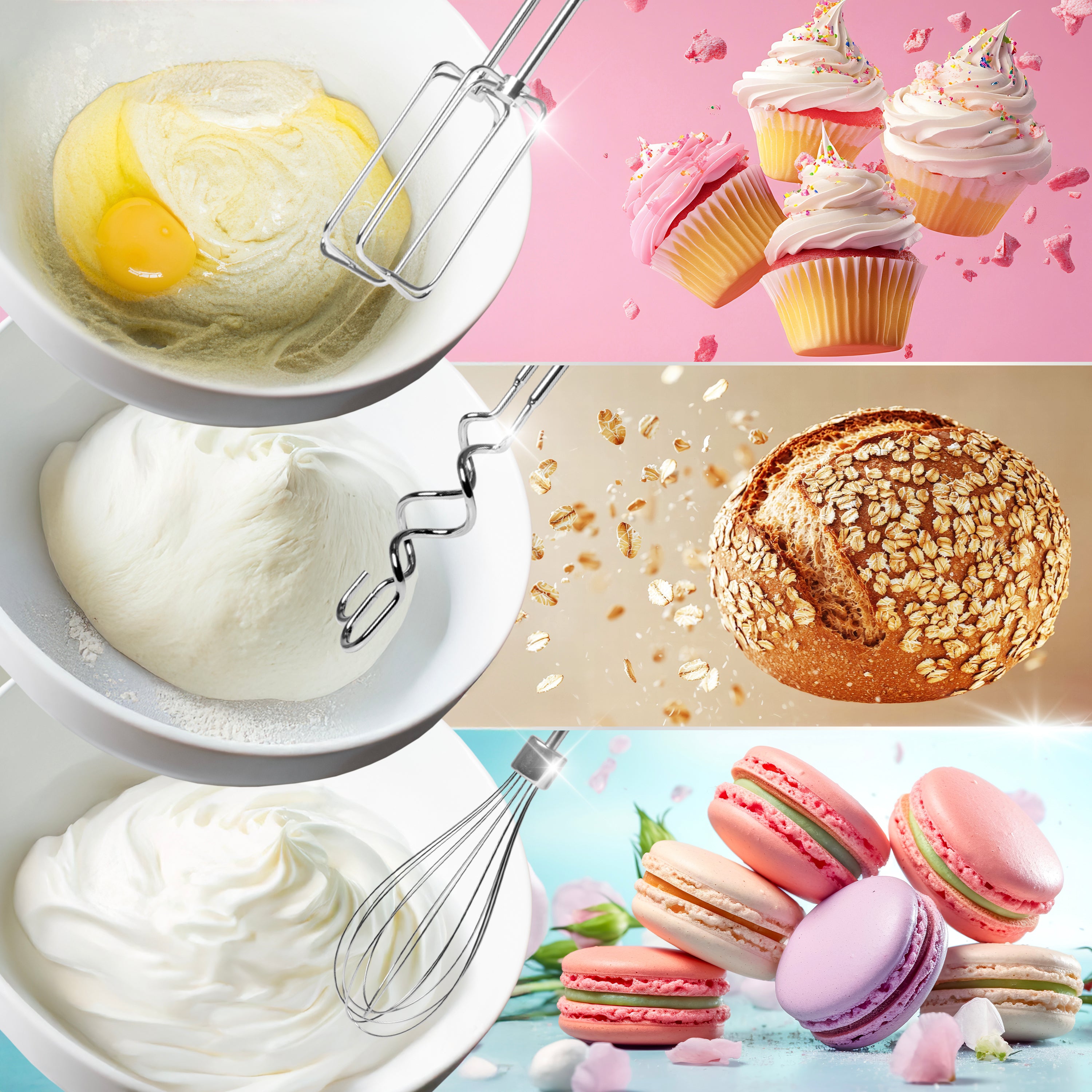 Duronic HM4 WE Mikser ręczny z koszem na wiertła robot kuchenny łatwy w przechowywaniu |  z funkcją turbo | 400 W